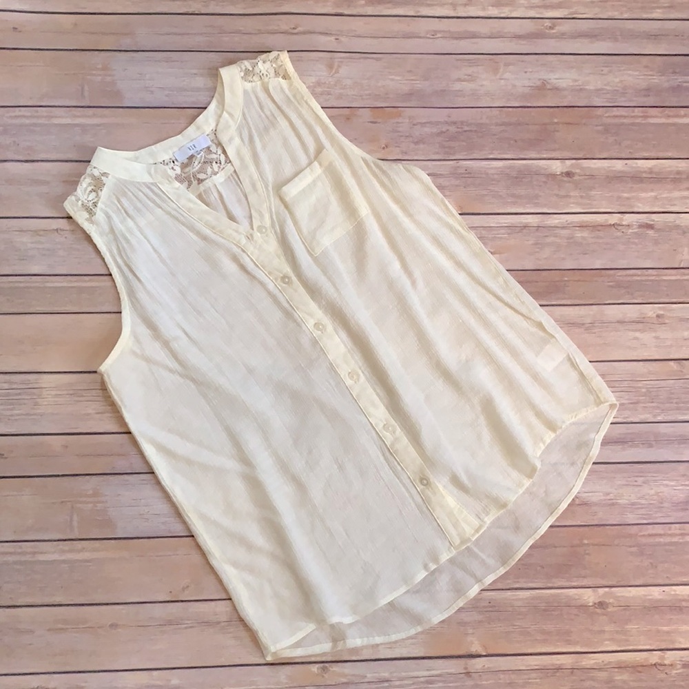 EUC NSR Cream Linen & Lace Tank